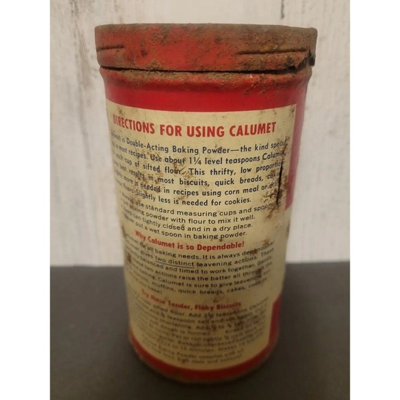VINTAGE CALUMET DOUBLE ACTING BAKING POWDER METAL CAN LID ORIGINAL - Picture 2 of 6